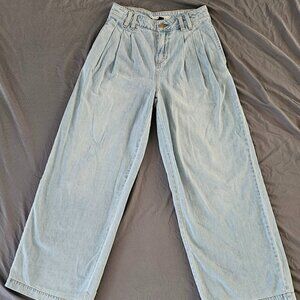 Lands' End Pants Women Size 2 High Rise Pleated  Soft Denim Pleated Wide Leg